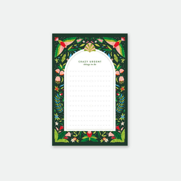 All the Ways to Say Green Jungle Notepad A6 with hand-painted tropical leaves and flowers, 50 high-quality pages for notes and to-do lists.
