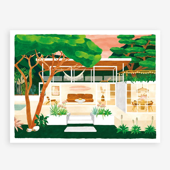 A poster showing a modern house in Brisbane.