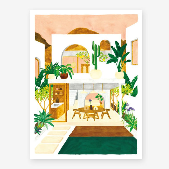 A poster showing a modern house.