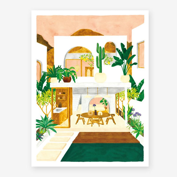 A poster showing a modern house.