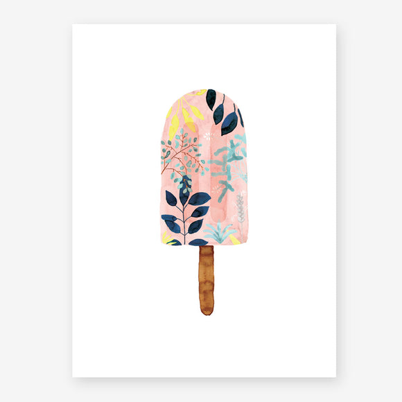Illustration of a popsicle with a floral design on a white background