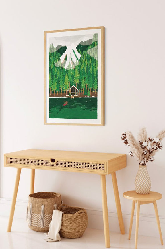 A poster showing Chamonix in France during winter.