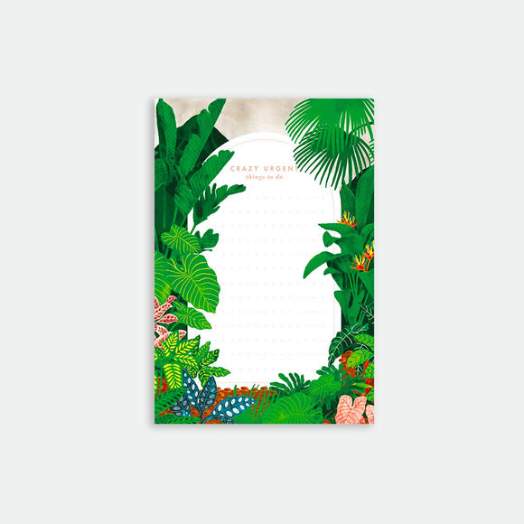Exotic Bathtub Notepad by All the Ways to Say with tropical jungle cover, 50 high-quality pages, compact A6 size (10.5 x 15.7 cm), perfect for notes and reminders.