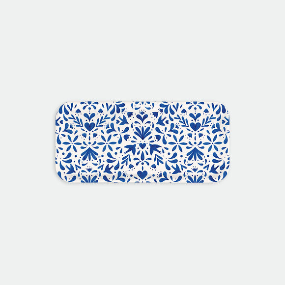 Blue Swallows Coffee Tray by All the Ways to Say in birch wood with blue swallow pattern, made in Sweden, dishwasher safe and food contact approved