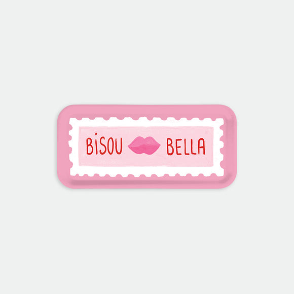 Bisou Bella Coffee Tray by All the Ways to Say in birch wood with playful kiss design, made in Sweden, dishwasher safe and food contact approved