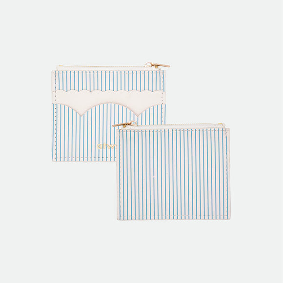 Feminist Badass Wallet by All the Ways to Say in premium PU leather with blue striped design and golden zip detail