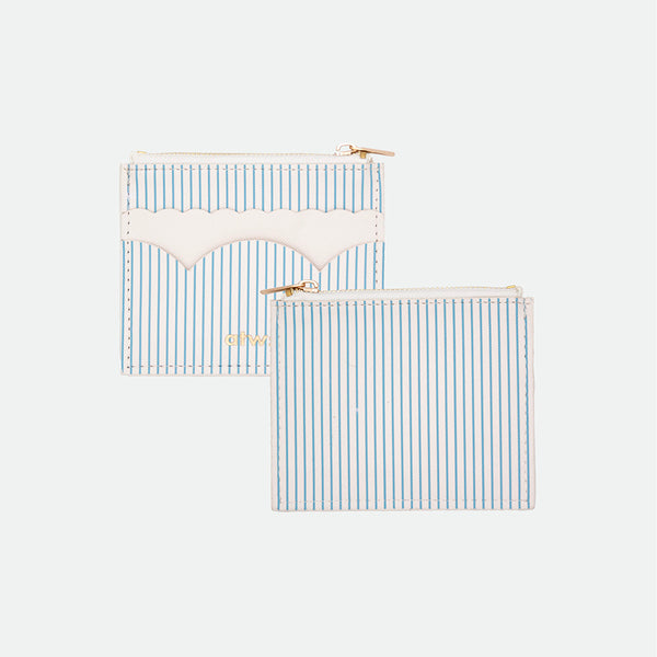 Feminist Badass Wallet by All the Ways to Say in premium PU leather with blue striped design and golden zip detail