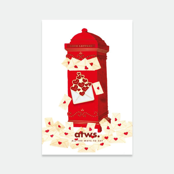 Hearts Envelope Pin – enamel retro accessory shaped like an envelope filled with red hearts, gold plating finish, by All the Ways to Say.