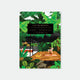 Notebook cover with tropical design and text on a white background