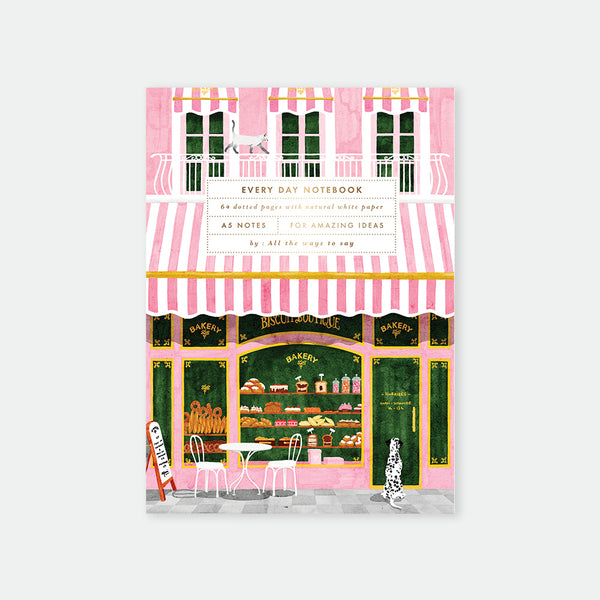 Notebook with a bakery illustration on a white background