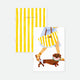 A set of two A6 pocket notebooks by All The Ways To Say: one with yellow stripes, the other featuring a dachshund with heart sunglasses and a watermelon floatie, both with gold foil.