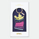 Enamel and metal keychain shaped like a bag of potato chips, navy and pink with text reading "You are the crunchiest potato chip in the bag," gold-tone ring and "ATWS" charm