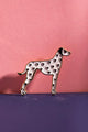 Dalmatian - Pins: Stylish dalmatian fashion accessories displayed on pink and blue backgrounds.