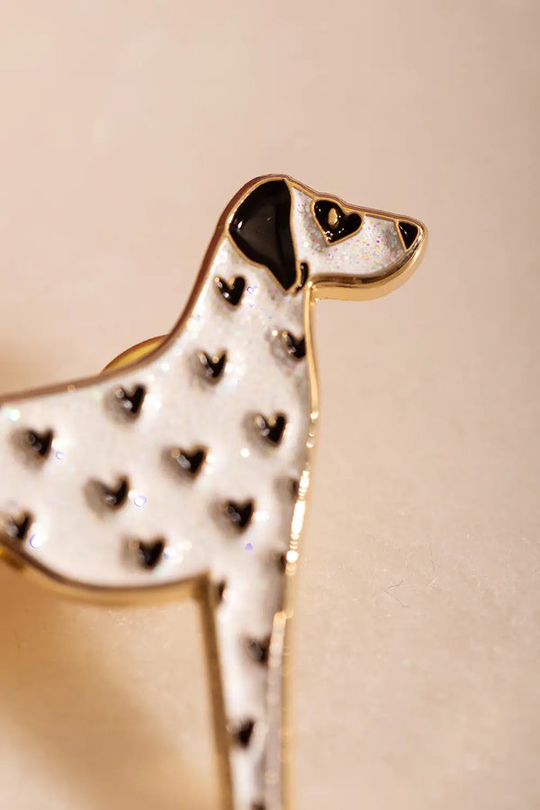 Dalmatian - Pins: Detailed view of the glossy enamel finish and gold plating on the dalmatian pin.