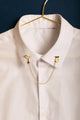 Duo Margarita Chain - Pins: the full double-collar pin set shown on a white button-down shirt.