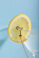 Duo Margarita Chain - Pins: the cocktail glass enamel pin displayed on a fresh lemon slice.