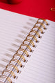 Heart Notebook Spiral - Open view showing the gold spiral and premium lined interior pages.