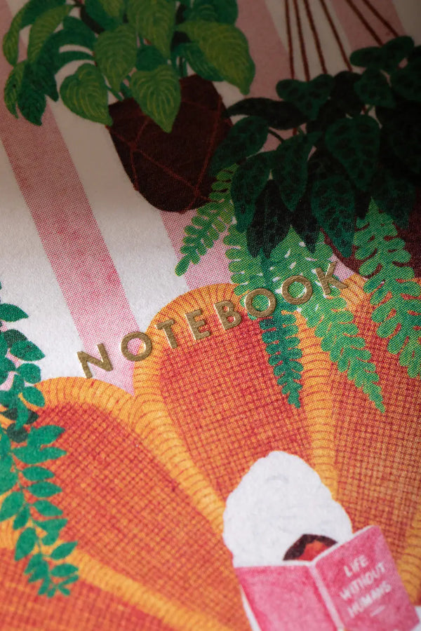 Life with Pets & Plants Pocket Notebook A6 DUO - Macro shot of the hand-painted plant details.