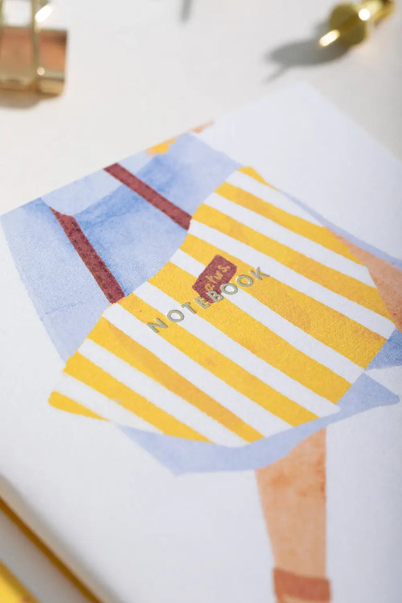 Summer Dachshund Pocket Notebook A6 DUO - Detail of the dachshund with watermelon sunglasses illustration.
